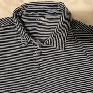 UNTUCKit Men's Med. Medium Collared Shirt striped blue/white